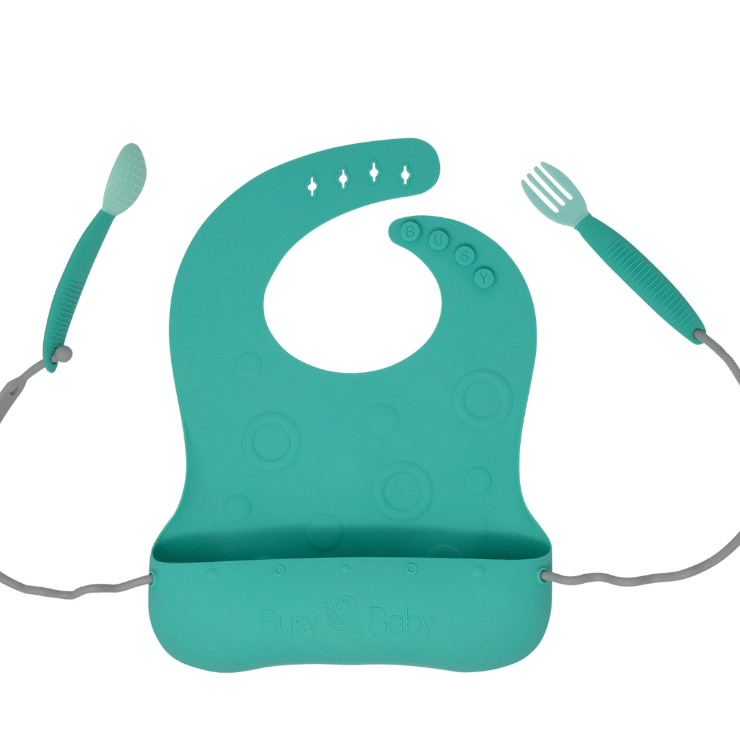 Stop Drop Bib + Utensils — Spearmint thumbnail 4