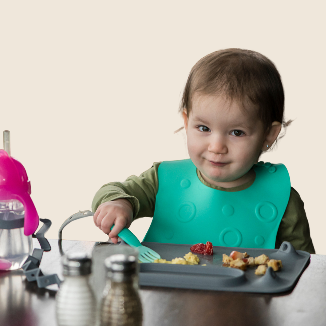 Stop Drop Bib + Utensils — Spearmint thumbnail 3