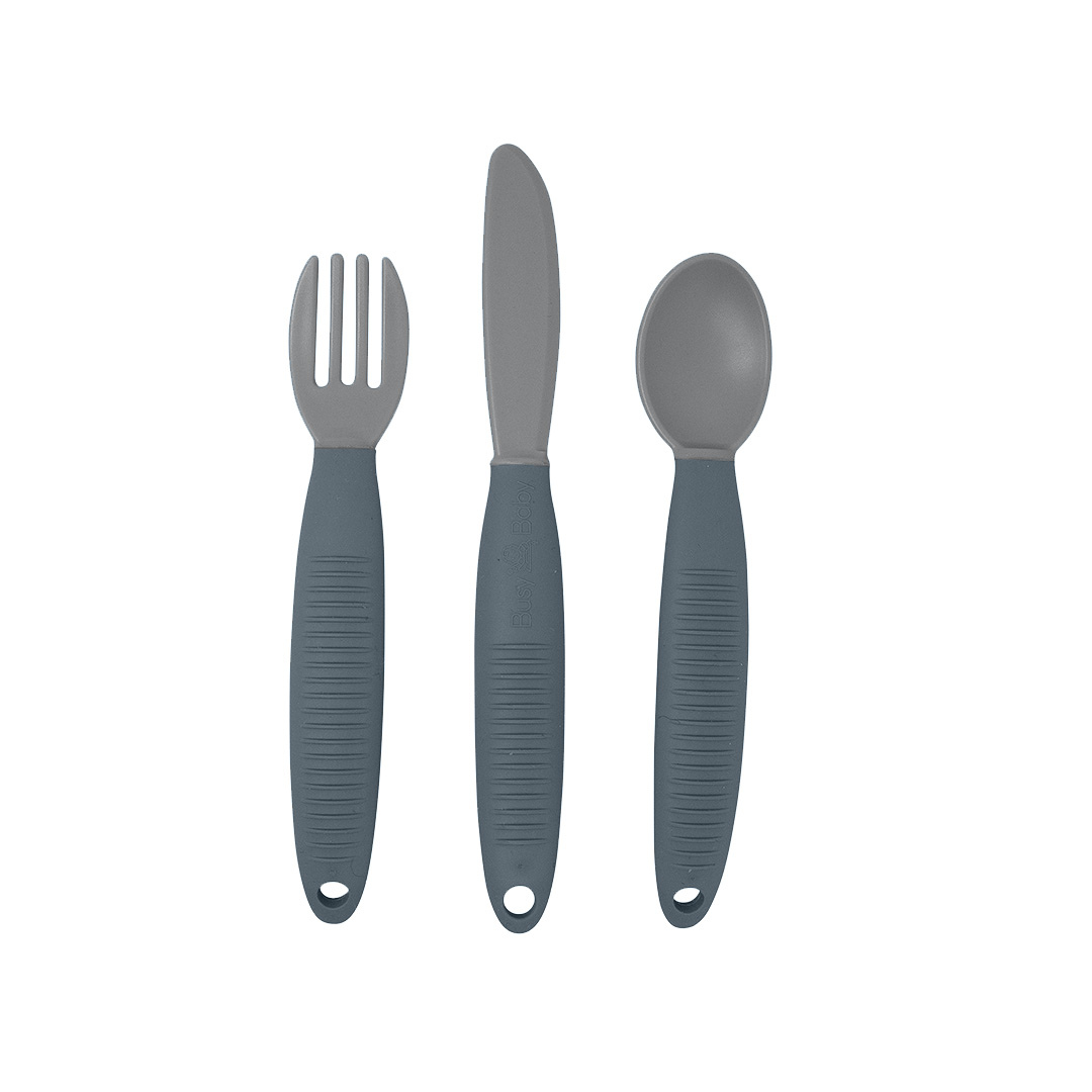 Spoon, Fork & Knife Set — Pewter